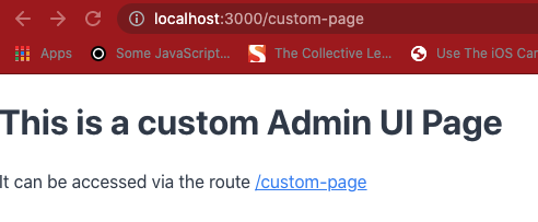 example of a simple custom-page in the Admin UI